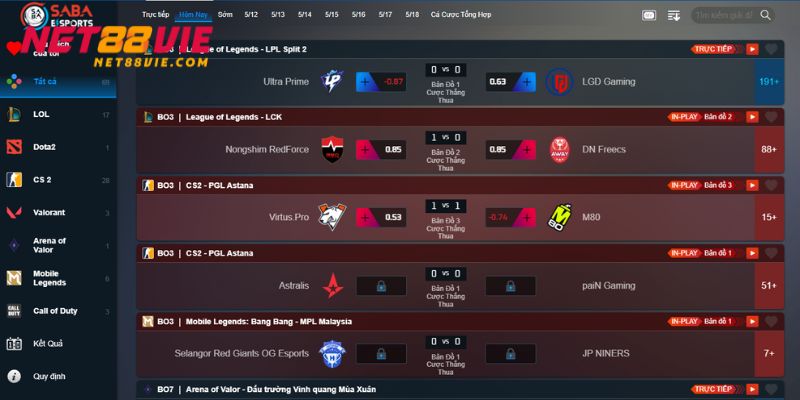 Thông tin về cá cược E-sports tại nhà cái NET88