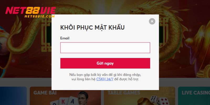 Cung cấp địa chỉ email để lấy lại dữ liệu