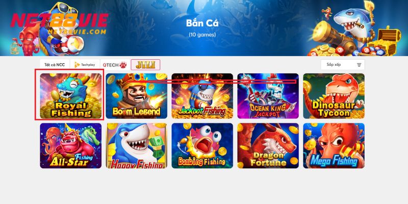 Bạn lựa chọn bắn cá Royal Fishing tại giao diện sảnh JILI